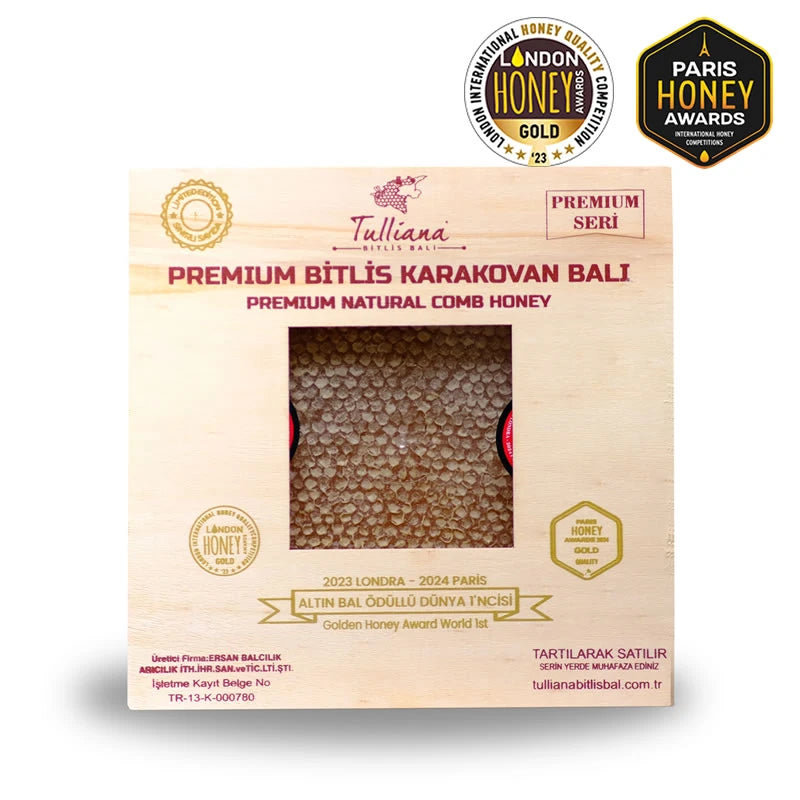 Tulliana Premium Polifloral (Çok Çiçekli) Organik Bitlis Karakovan Balı 1200-1300g (Altın Bal Ödüllü)