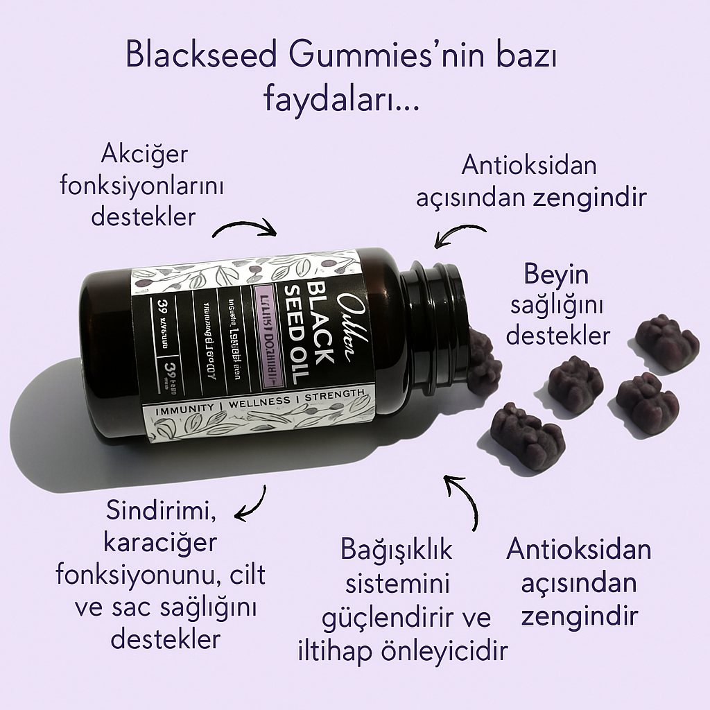 Organik Çörek Otu Yağlı Mürver Gummies